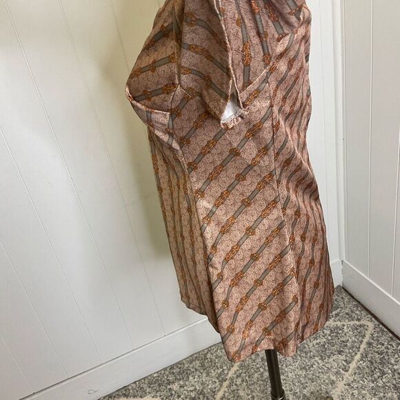 Vintage 1980's His for Her Women's Size 14 Brown Anchor Print Back Zipper Top - Picture 9 of 11